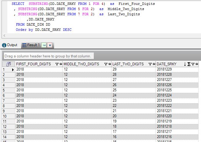 Netezza / Puredata Substring Function