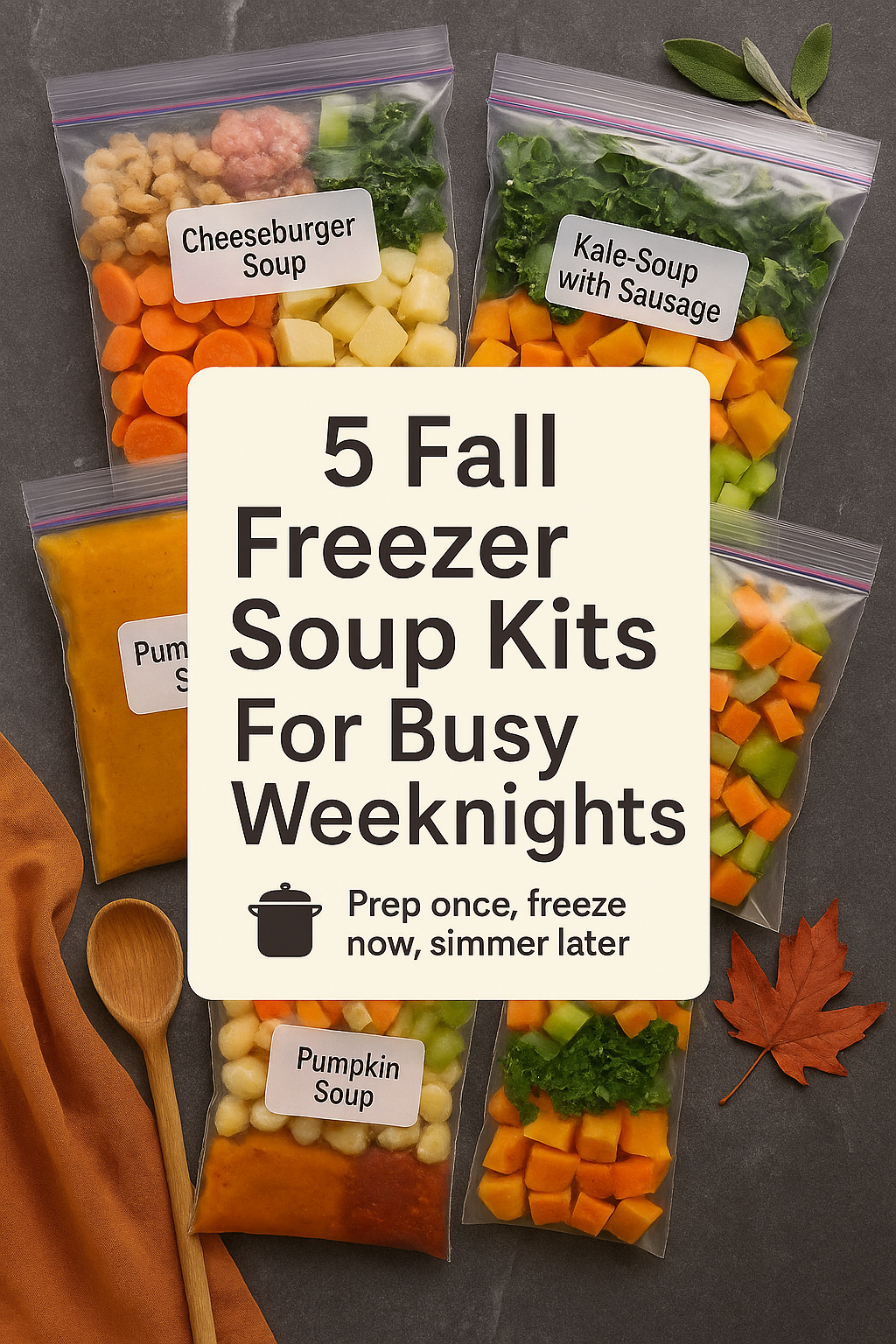 Fall Huddle Kit Easy Freezer Soup Kits for Cozy Fall Meals - No Fuss!