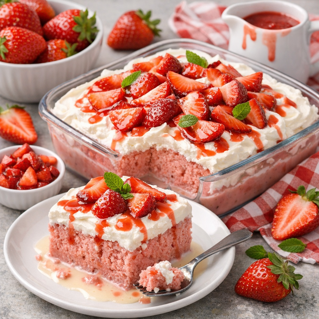 How to Make Strawberry Tres Leches Cake with Fresh Strawberries — Image